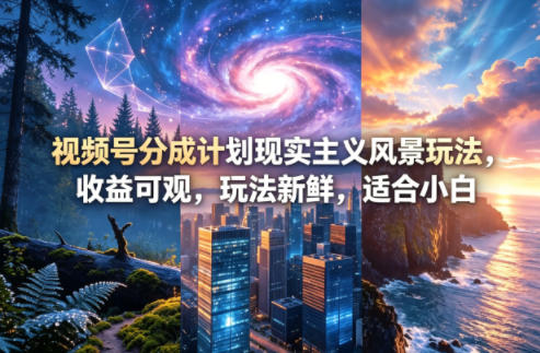 视频号分成计划现实主义风景玩法，收益可观，玩法新鲜，适合小白-藏宝阁