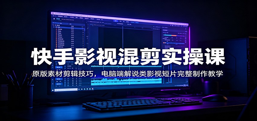 快手影视混剪实操课：原版素材剪辑技巧，电脑端解说类影视短片完整制作教学-藏宝阁