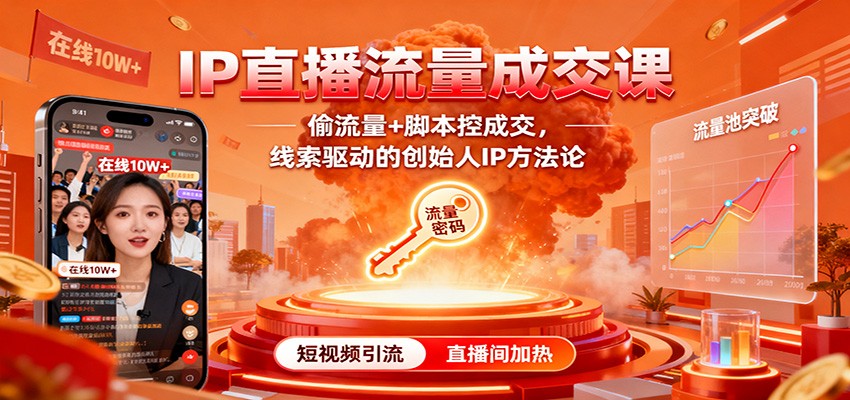 IP直播流量成交课：偷流量+脚本控成交，线索驱动的创始人IP方法论-藏宝阁