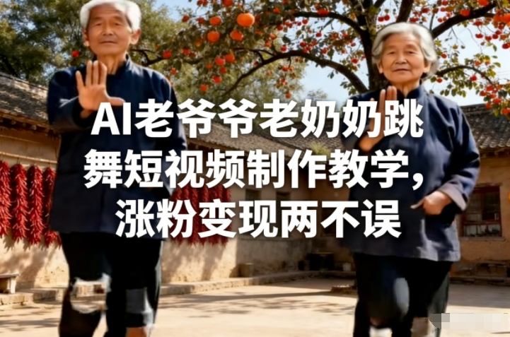 AI老爷爷老奶奶跳舞短视频制作教学，涨粉变现两不误-藏宝阁