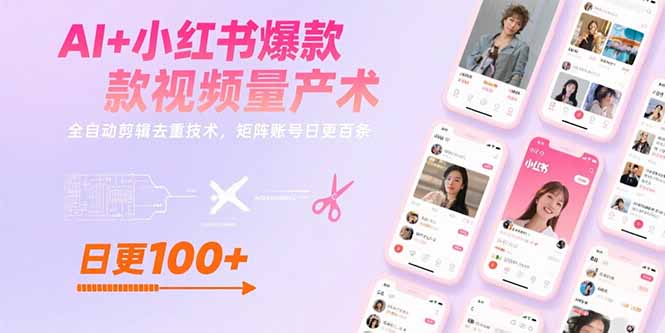AI+小红书爆款视频量产术：全自动剪辑去重技术，矩阵账号日更百条-藏宝阁