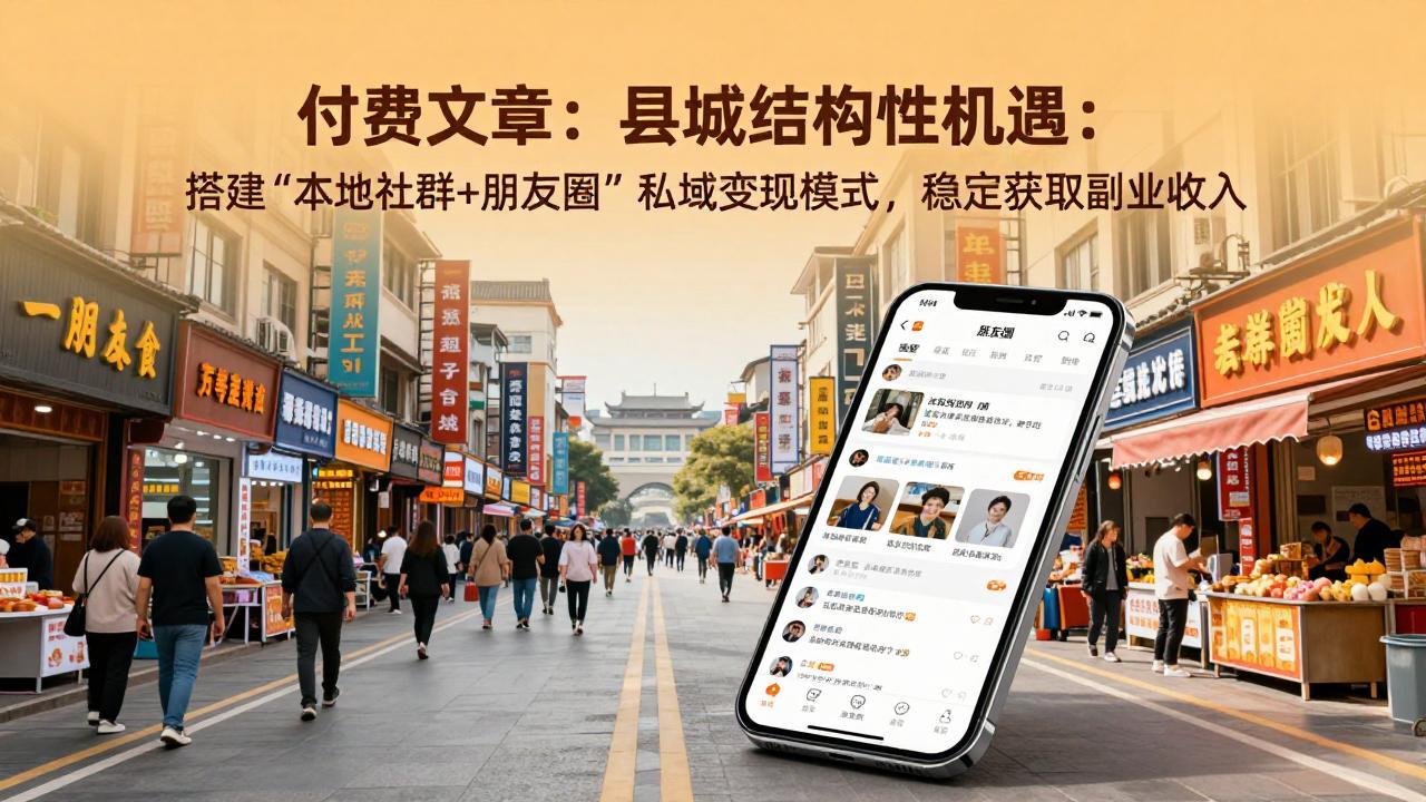 付费文章：县城结构性机遇：搭建“本地社群+朋友圈”私域变现模式，稳定获取副业收入-藏宝阁