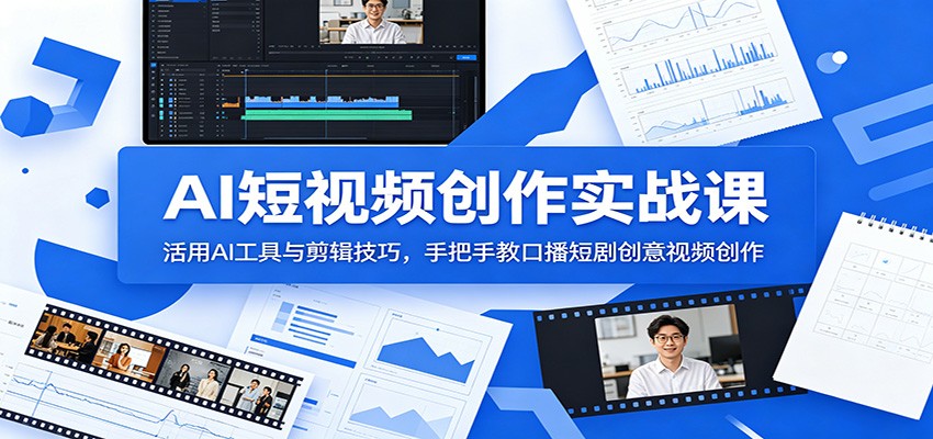 AI短视频创作实战课：活用AI工具与剪辑技巧，手把手教口播短剧创意视频创作-藏宝阁