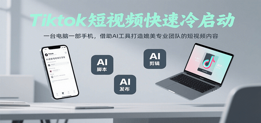 Tiktok短视频快速冷启动，一台电脑一部手机，借助AI工具打造媲美专业团队的短视频内容-藏宝阁
