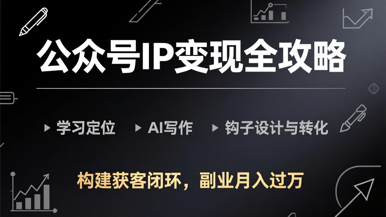 公众号IP变现全攻略-更新，学习定位、AI写作、钩子设计与转化，构建获客闭环，副业月入过万-藏宝阁