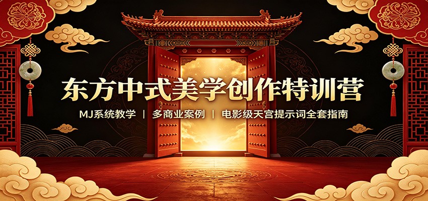 东方中式美学创作特训营：MJ系统教学，多商业案例，电影级天宫提示词全套指南-藏宝阁