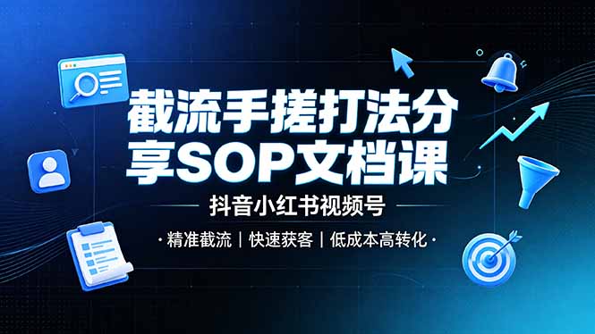截流手搓打法分享SOP文档课，抖音小红书视频号丨精准截流，快速获客，低成本高转化-藏宝阁