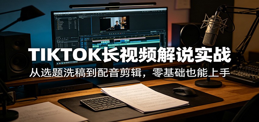 TIKTOK长视频解说实战：从选题洗稿到配音剪辑，零基础也能上手-藏宝阁