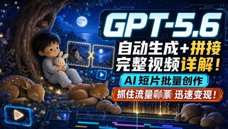 GPT-5.6自动生成＋拼接完整视频详解，AI短片批量创作，抓住流量迅速变现！-藏宝阁