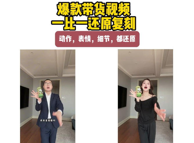AI带货视频复刻，一比一还原加二创，动作，表情，细节，都还原，新手也能直接套用-藏宝阁