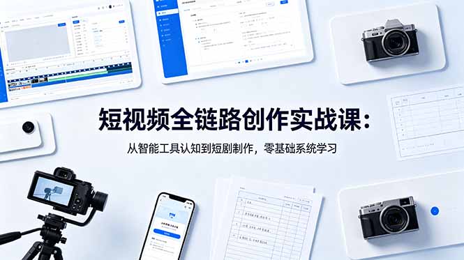 短视频全链路创作实战课：从智能工具认知到短剧制作，零基础系统学习-藏宝阁