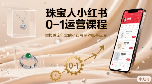 珠宝人小红书0-1运营课程，掌握珠宝行业的小红书多种账号玩法-藏宝阁