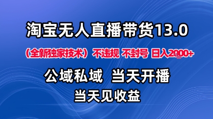 淘宝无人直播13.0，公域私域技术，不封号，不违规布局下半年旺季赛道，日入1K+(独家技术)【揭秘】-藏宝阁