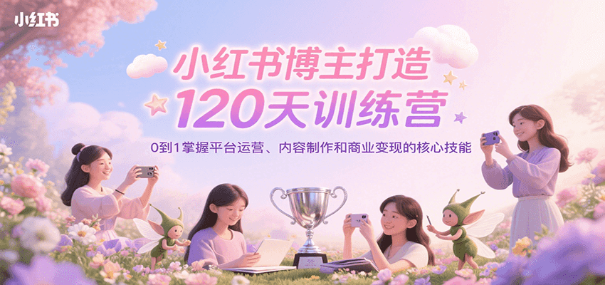 小红书博主打造120天训练营，0到1掌握平台运营、内容制作和商业变现-藏宝阁