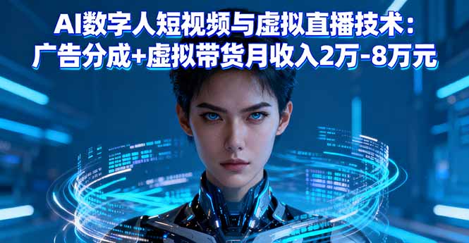 AI数字人短视频与虚拟直播技术：广告分成+虚拟带货月收入2万-8万元-藏宝阁