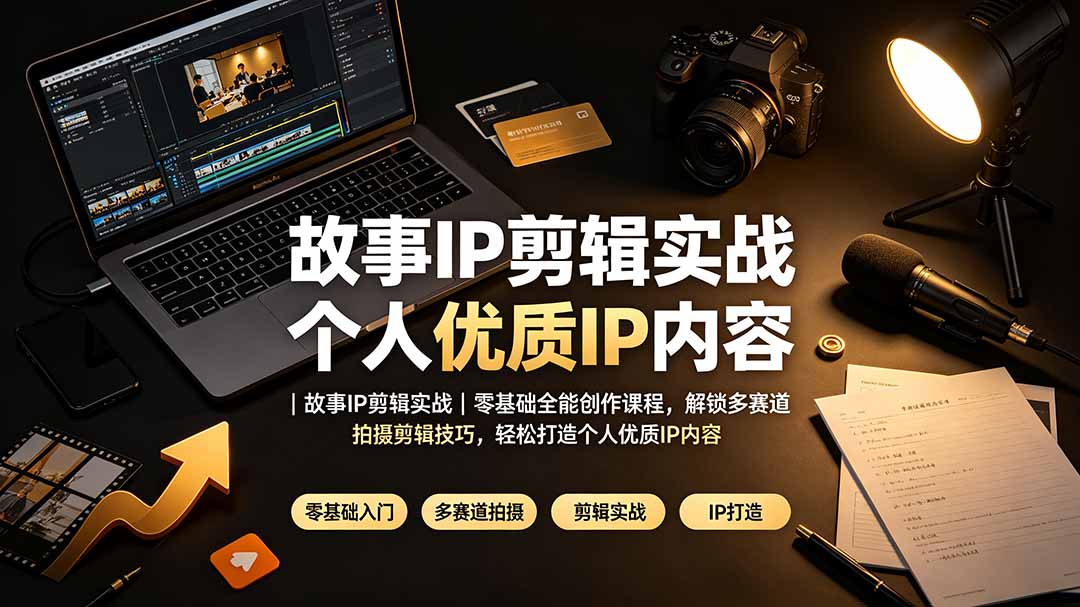 故事IP剪辑实战｜零基础全能创作课程，解锁多赛道拍摄剪辑技巧，轻松打造个人优质IP内容-藏宝阁