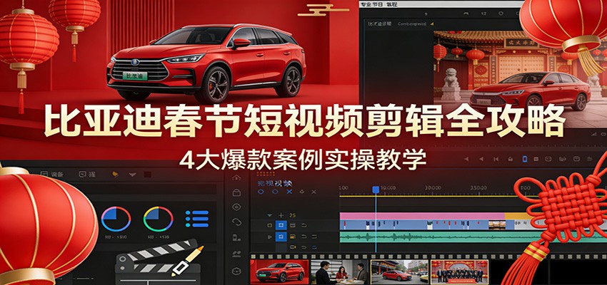 比亚迪春节短视频剪辑全攻略，4大爆款案例实操教学-藏宝阁