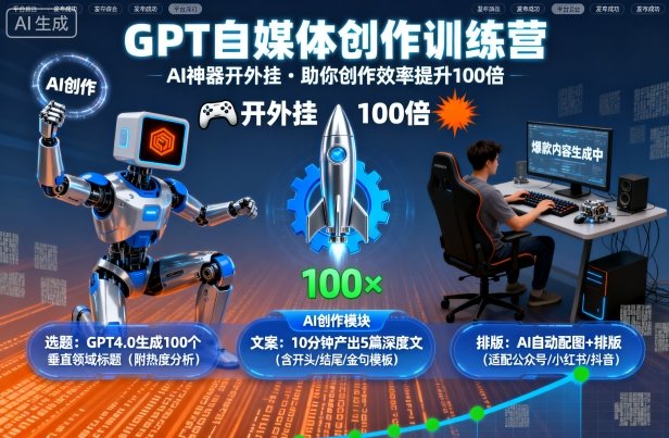 GPT自媒体创作训练营：AI神器开外挂，助你创作效率提升100倍-藏宝阁