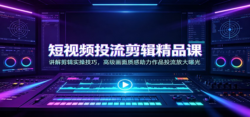 短视频投流剪辑精品课：讲解剪辑实操技巧，高级画面质感助力作品投流放大曝光-藏宝阁