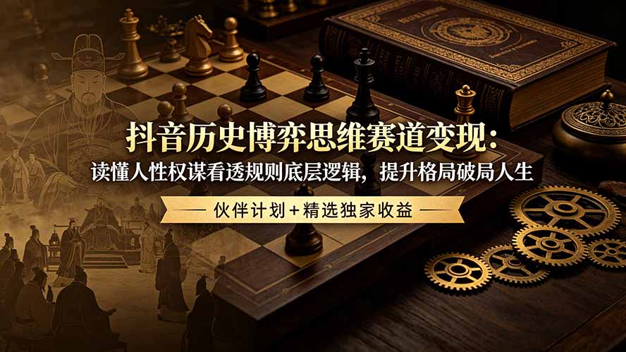 抖音历史博弈思维赛道变现：读懂人性权谋看透规则底层逻辑，提升格局破局人生，伙伴计划+精选独家收益-藏宝阁
