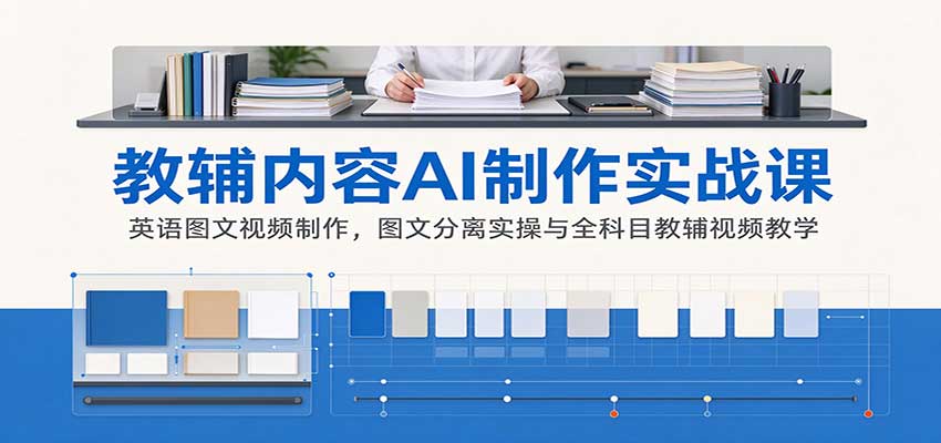 AI制作教辅内容实战课：英语图文视频制作，图文分离实操与全科目教辅视频教学-藏宝阁