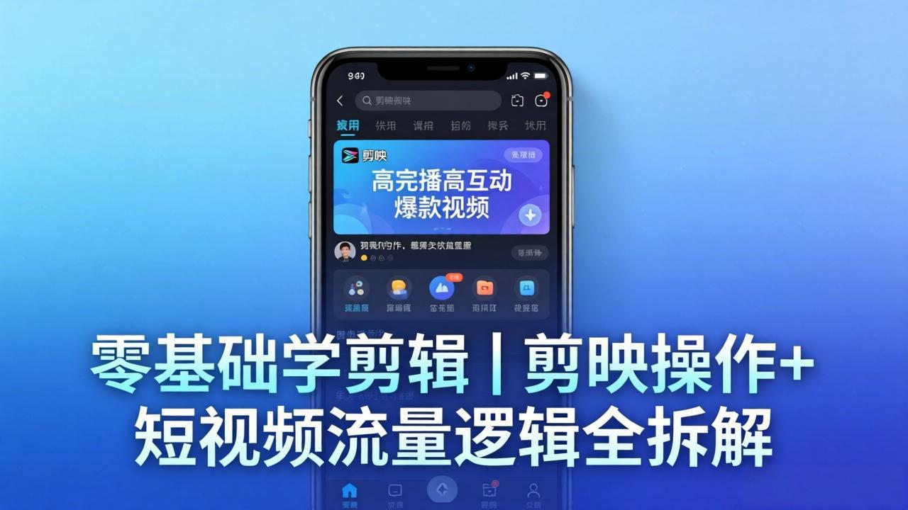 【零基础学剪辑】剪映操作+短视频流量逻辑全拆解｜手把手教你剪出高完播高互动爆款视频-藏宝阁