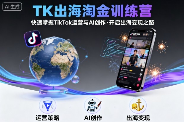 TK出海淘金训练营，助你快速掌握TikTok运营与AI创作，开启出海变现之路-藏宝阁