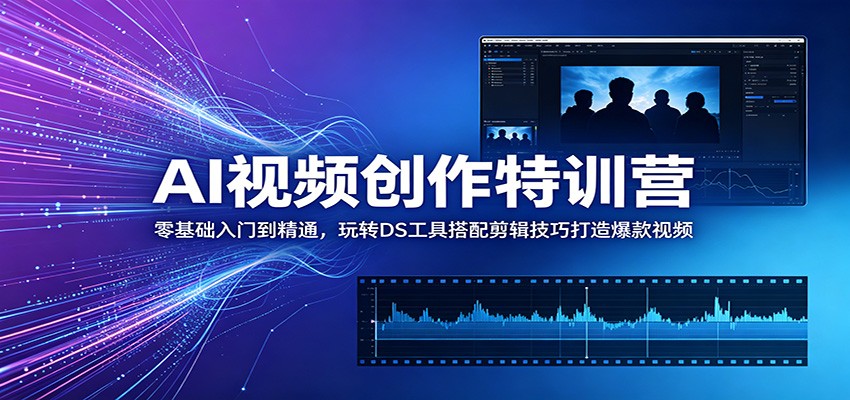 AI视频创作特训营：零基础入门到精通，玩转DS工具搭配剪辑技巧打造爆款视频-藏宝阁