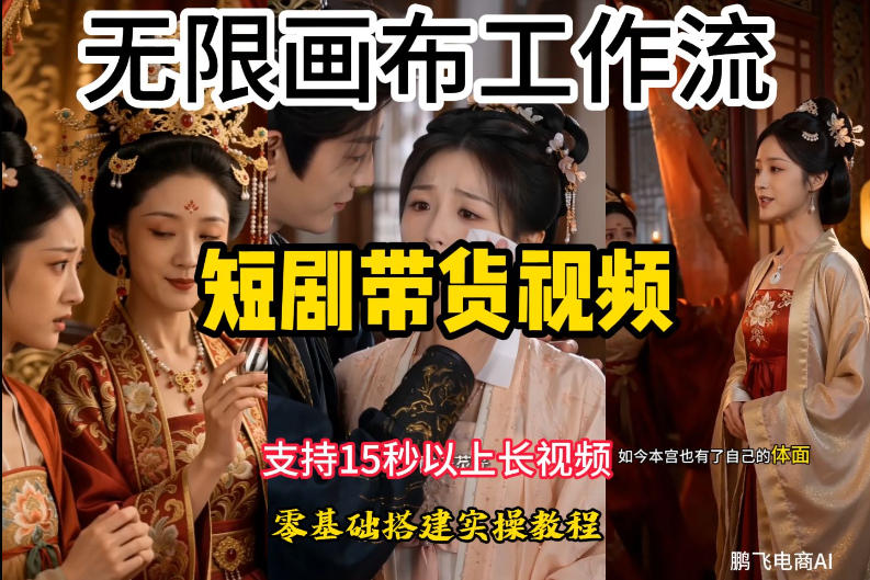 无限画布工作流制作短剧带货视频支持制作15秒以上视频，实操搭建教学，看完教程小白也能轻松搭建-藏宝阁
