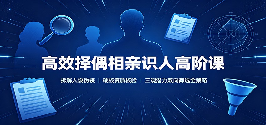 高效择偶相亲识人高阶课：拆解人设伪装，硬核资质核验，三观潜力双向筛选全策略-藏宝阁