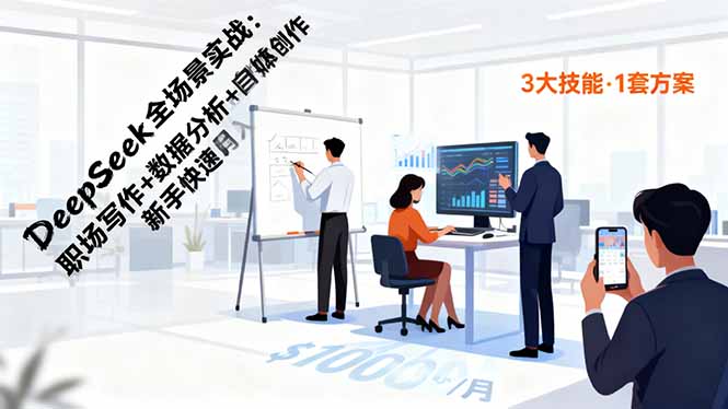 DeepSeek全场景实战：职场写作+数据分析+自媒体创作，新手快速月入过万-藏宝阁