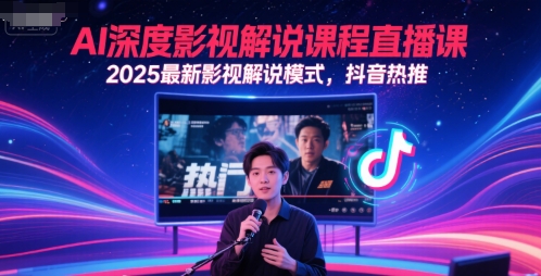 AI深度影视解说课程直播课，2025最新影视解说模式，抖音热推-藏宝阁