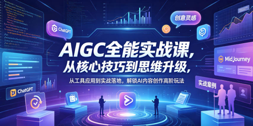 AIGC全能实战课，从核心技巧到思维升级，从工具应用到实战落地，解锁AI内容创作高阶玩法-藏宝阁