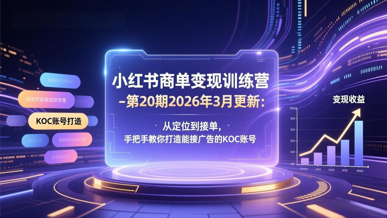 小红书商单变现训练营-第20期26年3月更新：从定位到接单，手把手教你打造能接广告的KOC账号-藏宝阁