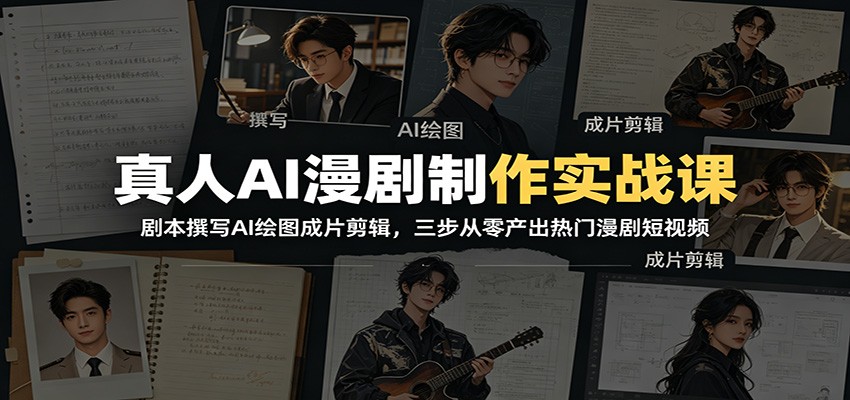 真人AI漫剧制作实战课：剧本撰写AI绘图成片剪辑，三步从零产出热门漫剧短视频-藏宝阁