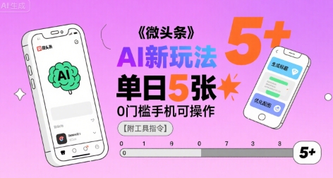 微头条AI新玩法，小白单日5张+，0门槛手机可操作【附工具指令】-藏宝阁