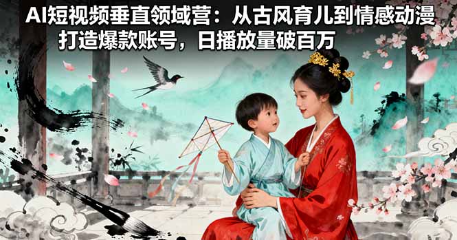 AI短视频垂直领域营：从古风育儿到情感动漫，打造爆款账号,日播放量破百万-藏宝阁