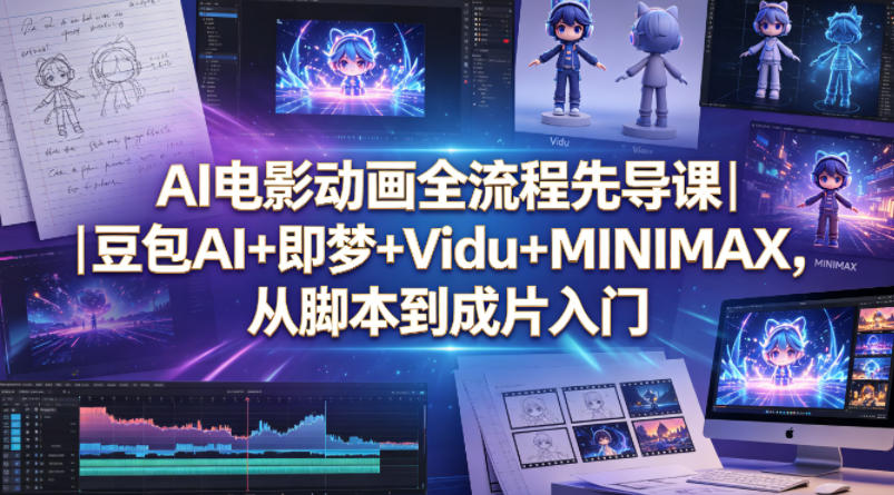 AI电影动画全流程先导课｜豆包AI+即梦+Vidu+MINIMAX，从脚本到成片入门-藏宝阁