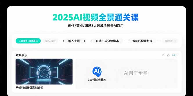 2025AI视频全景通关课：涵盖创作/商业/职场3大领域  掌握AI全场景应用-藏宝阁