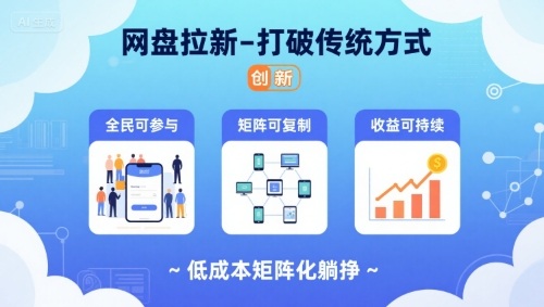 网盘拉新-打破传统方式，低成本矩阵化躺挣，全民可参与、矩阵可复制、收益可持续【揭秘】-藏宝阁