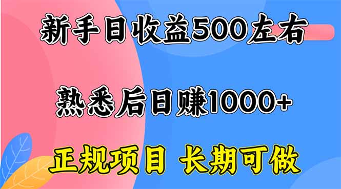新手日收益500+ 正规项目 长期可做-藏宝阁