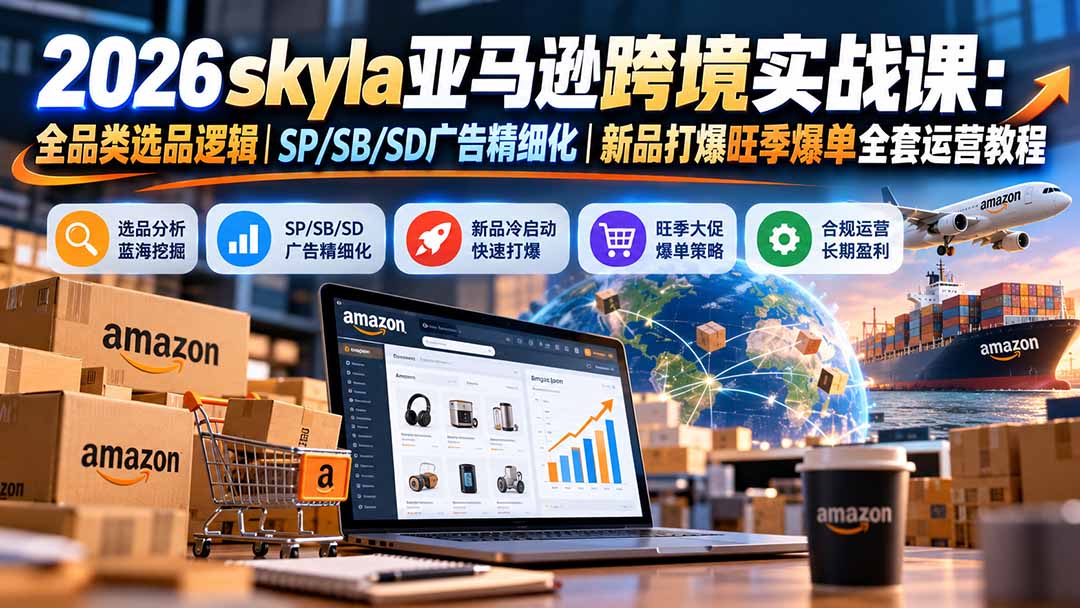 skyla亚马逊跨境实战课-更新1019：全品类选品逻辑｜SP/SB/SD广告精细化｜新品打爆旺季爆单全套运营教程-藏宝阁