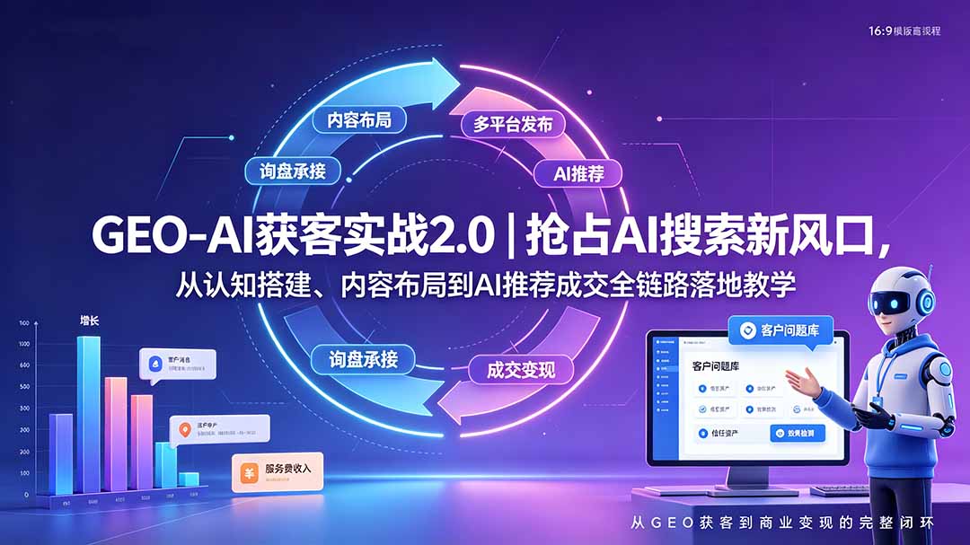 GEO-AI获客实战｜抢占AI搜索新风口，从认知搭建、内容布局到AI推荐成交全链路落地教学-藏宝阁