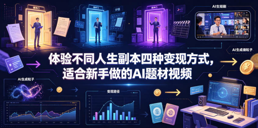 体验不同人生副本四种变现方式，适合新手做的AI题材视频-藏宝阁