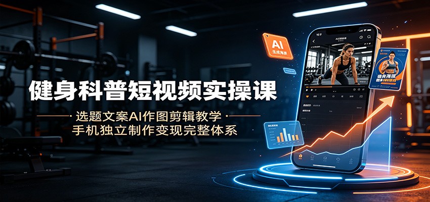 健身科普短视频实操课：选题文案AI作图剪辑教学，手机独立制作变现完整体系-藏宝阁