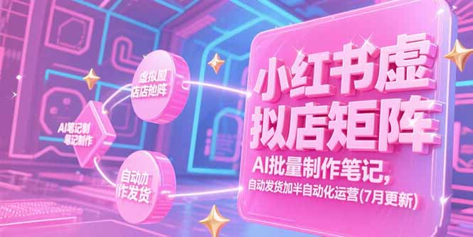 小红书虚拟店矩阵，AI批量制作笔记，自动发货加半自动化运营(7月更新-藏宝阁