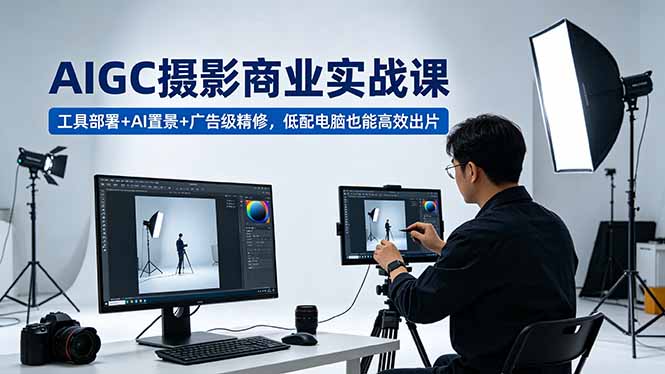 AIGC 摄影商业实战课，工具部署+AI置景+广告级精修，低配电脑也能高效出片-藏宝阁
