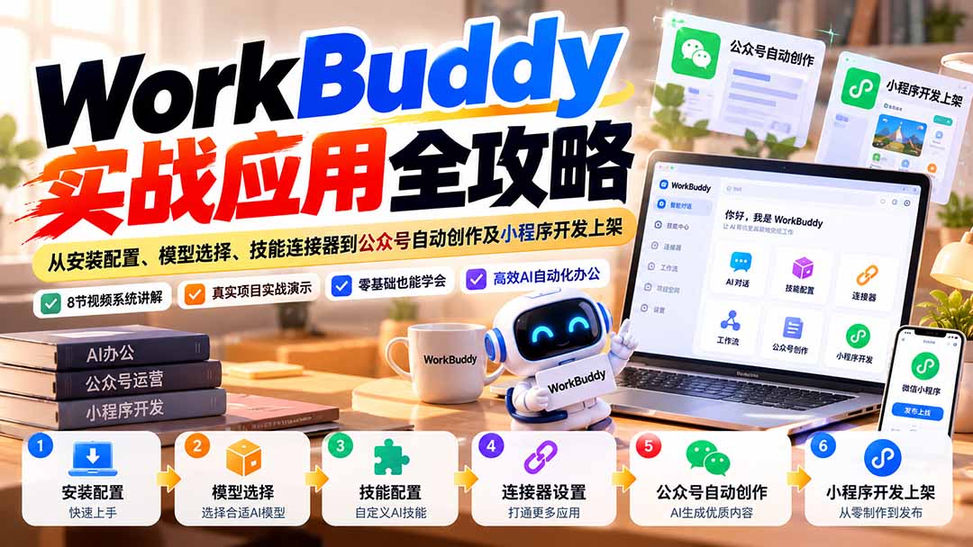 WorkBuddy 实战应用全攻略：从安装配置、模型选择、技能连接器到公众号自动创作及小程序开发上架-藏宝阁
