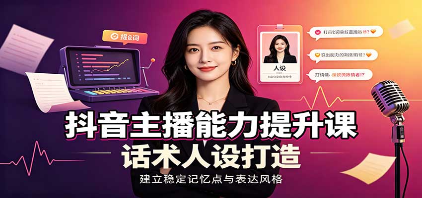 抖音主播能力提升课：账号底层逻辑，直播间搭建调试，话术人设打造全套教学-藏宝阁