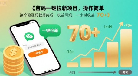首码一键拉新项目，操作简单，接个验证码就算完成，收益可观， 一小时收益70+【揭秘】-藏宝阁